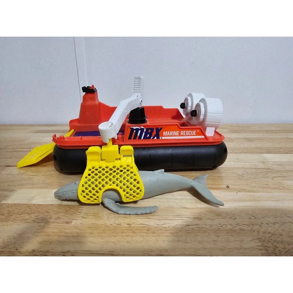 Vintage MBX Marine Rescue Boat w/ Whale – 90s Toy Set‎ 🌊🐋